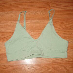 Pact Sage Green Organic Cotton Bralette M